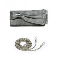 Evening Bag - 12 PCS - Double Layer Bow w/ Linear Studs - Gray - BG-92206GY